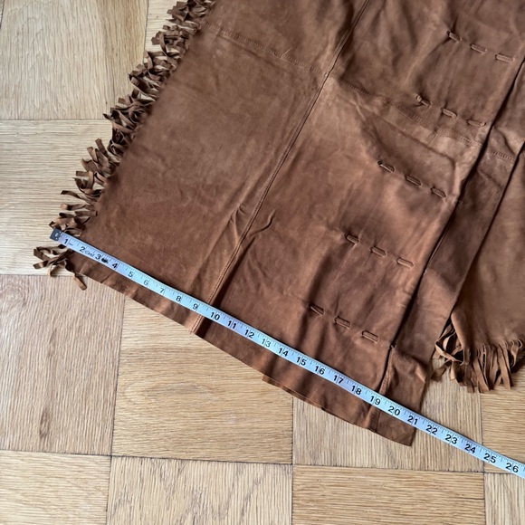 Marianne Vanderwilt Leather Suede Jumpsuit Brown Tan Halter Pants Fringe Wrap - Picture 15 of 15